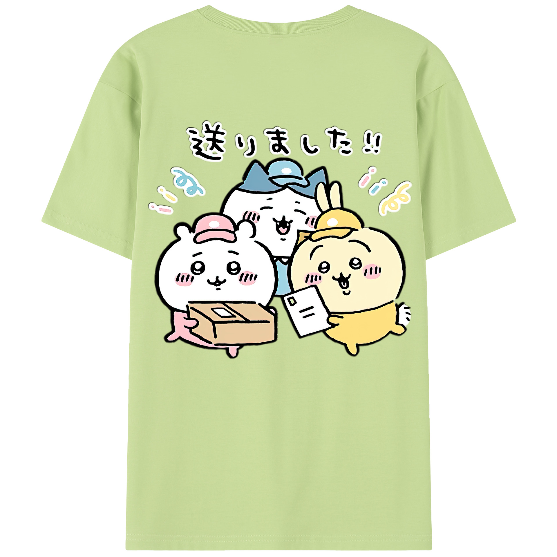 （画像用） ちいかわ ハチワレ Chii-kawa hachiware 綿100％半袖Tシャツ（背面プリント）